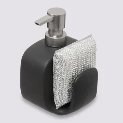 5five Distributeur de savon avec éponge 400ml, Noir