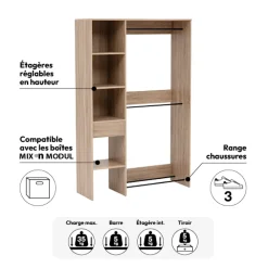 5five Dressing 2 penderies, Effet chêne naturel