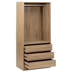 5five Dressing 3 tiroirs avec penderie, Effet bois