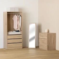 5five Dressing 3 tiroirs avec penderie, Effet bois