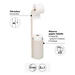 5five Dérouleur avec réserve papier toilette, Lin