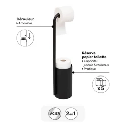 5five Dérouleur avec réserve papier toilette, Ardoise