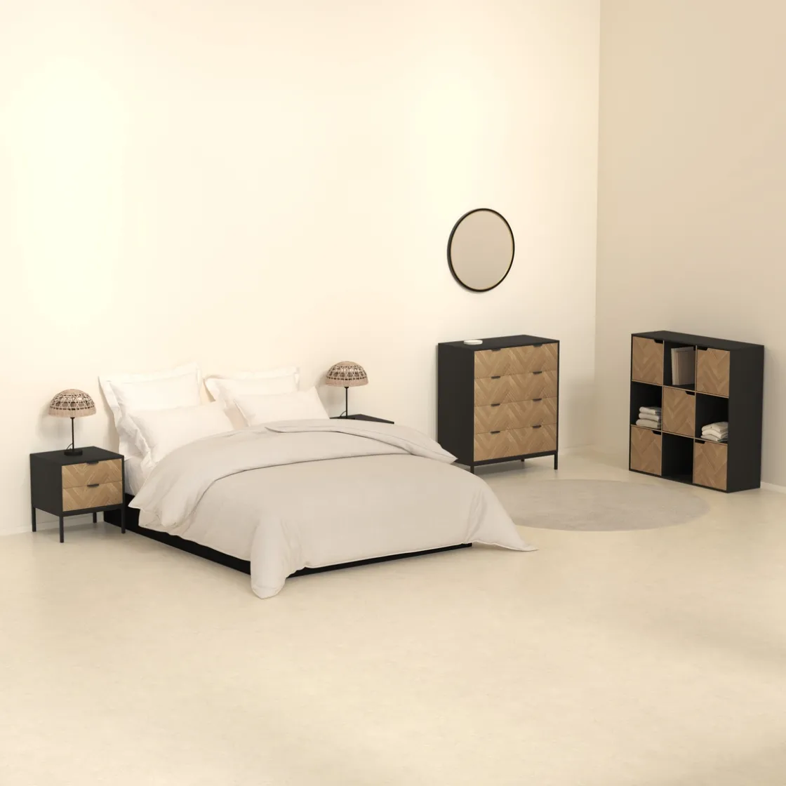 5five Etagère 9 cases, Effet bois et noir