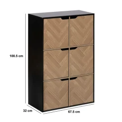 5five Etagère 6 cases, Effet bois et noir