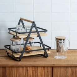 5five Etagère 2 niveaux avec anse, Bambou