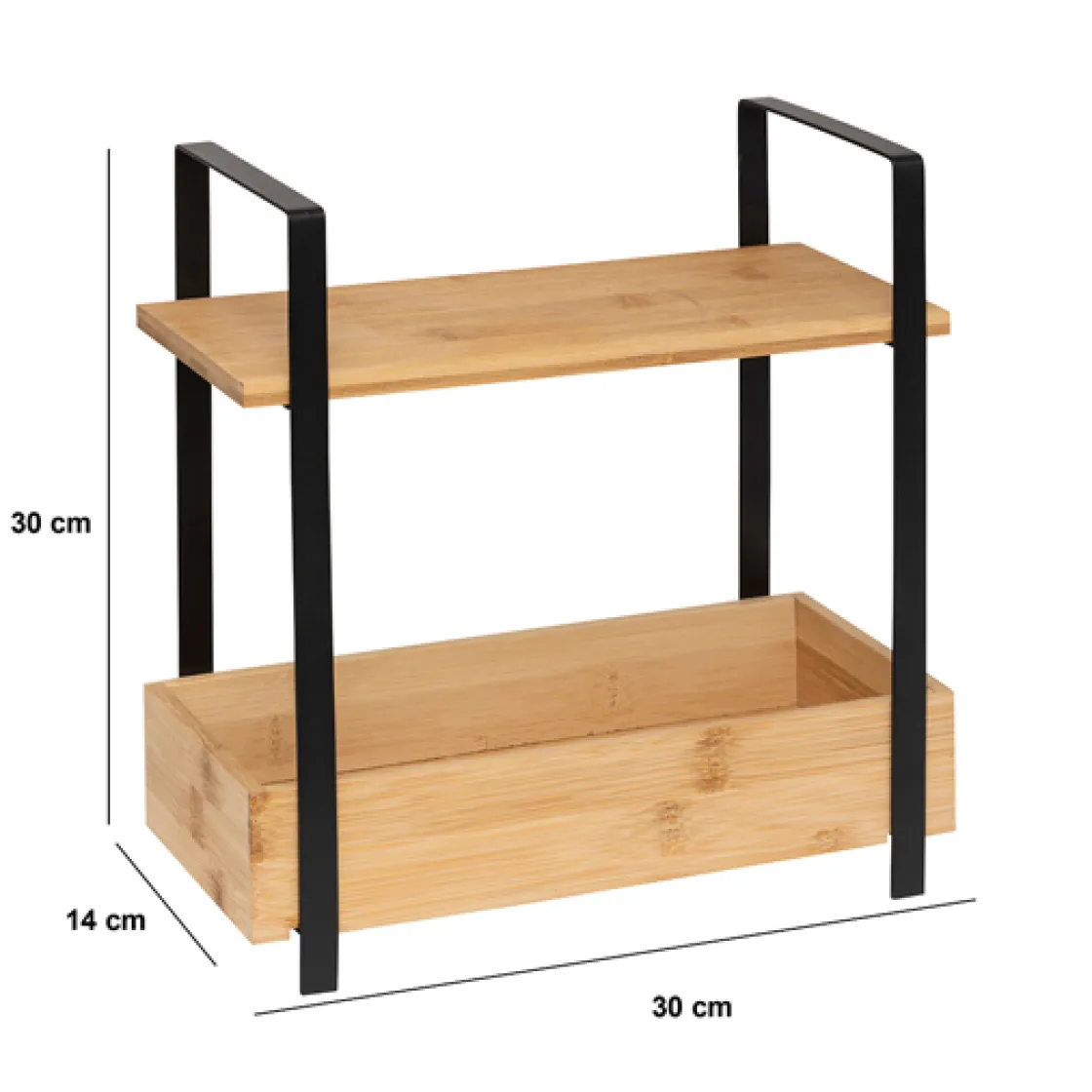 5five Etagère 2 niveaux avec bac de rangement, Bambou