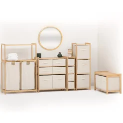 5five Etagère avec 2 sacs à linge, Bambou