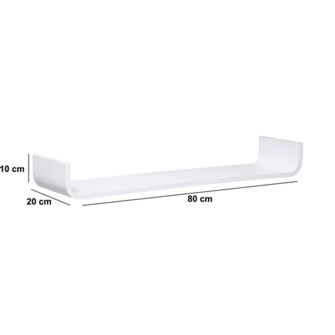 5five Etagère courbée, 80x20 cm, Blanc