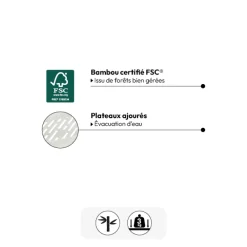 5five Etagère d'angle 3 niveaux, Bambou - Blanc