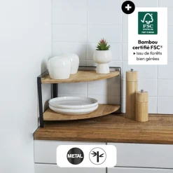 5five Etagère d'angle 2 niveaux, Noir