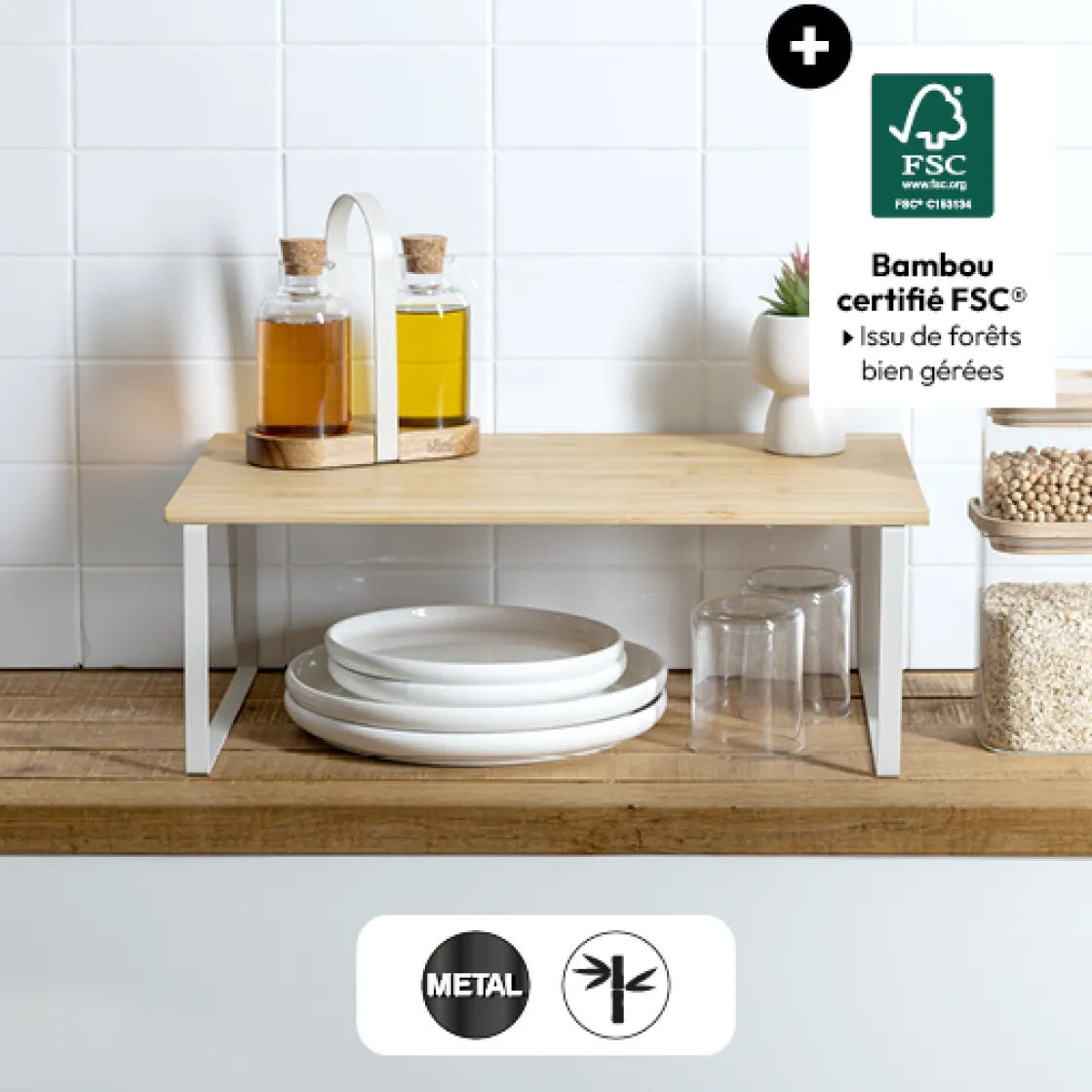 5five Etagère de rangement, Bambou, Beige