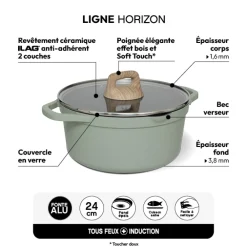 5five Faitout aluminium forgé, 24 cm, Vert