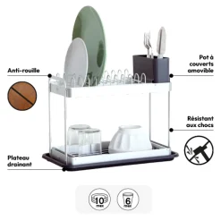 5five Égouttoir 2 niveaux, Gris