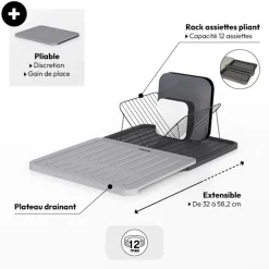 5five Égouttoir avec rack extensible, Gris