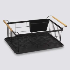 5five Égouttoir fer avec plateau, Noir