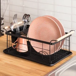 5five Égouttoir fer avec plateau, Noir