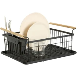 5five Égouttoir fer avec plateau, Noir