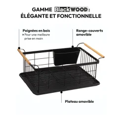 5five Égouttoir fer avec plateau, Noir