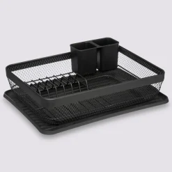 5five Égouttoir métal  avec plateau, Noir