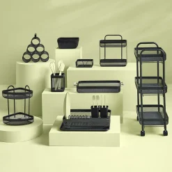 5five Égouttoir métal  avec plateau, Noir