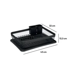 5five Égouttoir métal  avec plateau, Noir