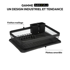 5five Égouttoir métal  avec plateau, Noir