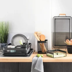 5five Égouttoir métal  avec plateau, Noir