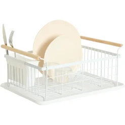 5five Égouttoir métal avec plateau, Blanc