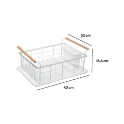 5five Égouttoir métal avec plateau, Blanc