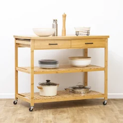 5five Ilot 2 tiroirs/2 niveaux, Bambou