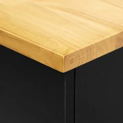 5five Ilot de cuisine à roulettes bois, Noir