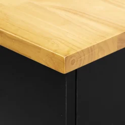 5five Ilot de cuisine à roulettes bois, Noir