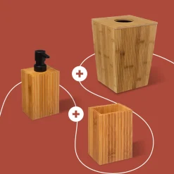 5five Kit accessoires de salle de bain, bambou