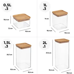 5five Lot de 8 bocaux de conservation hermétiques 0,5L à 2L