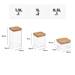 5five Lot de 4 bocaux de conservation hermétiques 0,5L à 1,5L