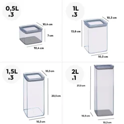 5five Lot de 8 bocaux de conservation hermétiques 0,5L à 2L