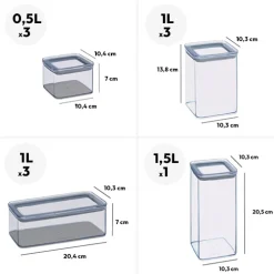 5five Lot de 6 bocaux de conservation hermétiques 0,5L à 1,5L