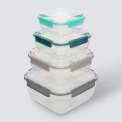 5five Lot de 4 boîtes en plastique carré