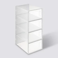 5five Lot de 4 boîtes range-chaussures plastique, M