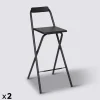5five Lot de 2 chaises de bar pliantes, Noir