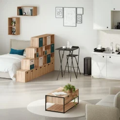 5five Lot de 4 chaises de bar pliantes, Effet chêne naturel