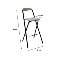5five Lot de 4 chaises de bar pliantes, Effet chêne naturel
