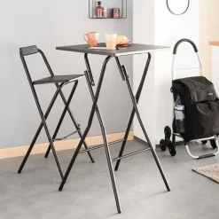 5five Lot de 4 chaises de bar pliantes, Effet chêne naturel