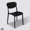 5five Lot de 6 chaises empilables plastique, Noir