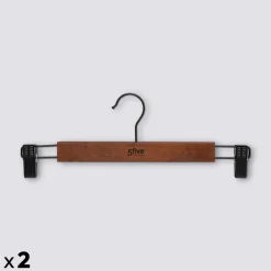 5five Lot de 2 cintres à pinces, Bois foncé