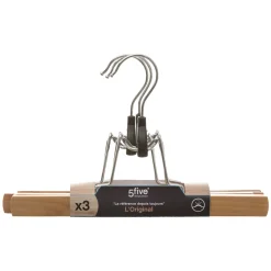 5five Lot de 3 cintres à pinces bois