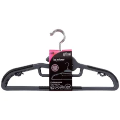5five Lot de 8 cintres antidérapants avec encoches, Gris