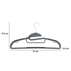 5five Lot de 8 cintres antidérapants avec encoches, Gris