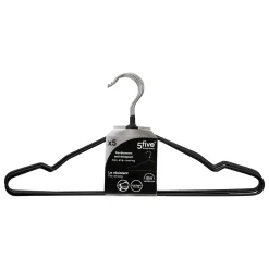 5five Lot de 5 cintres anti-dérapant, Noir