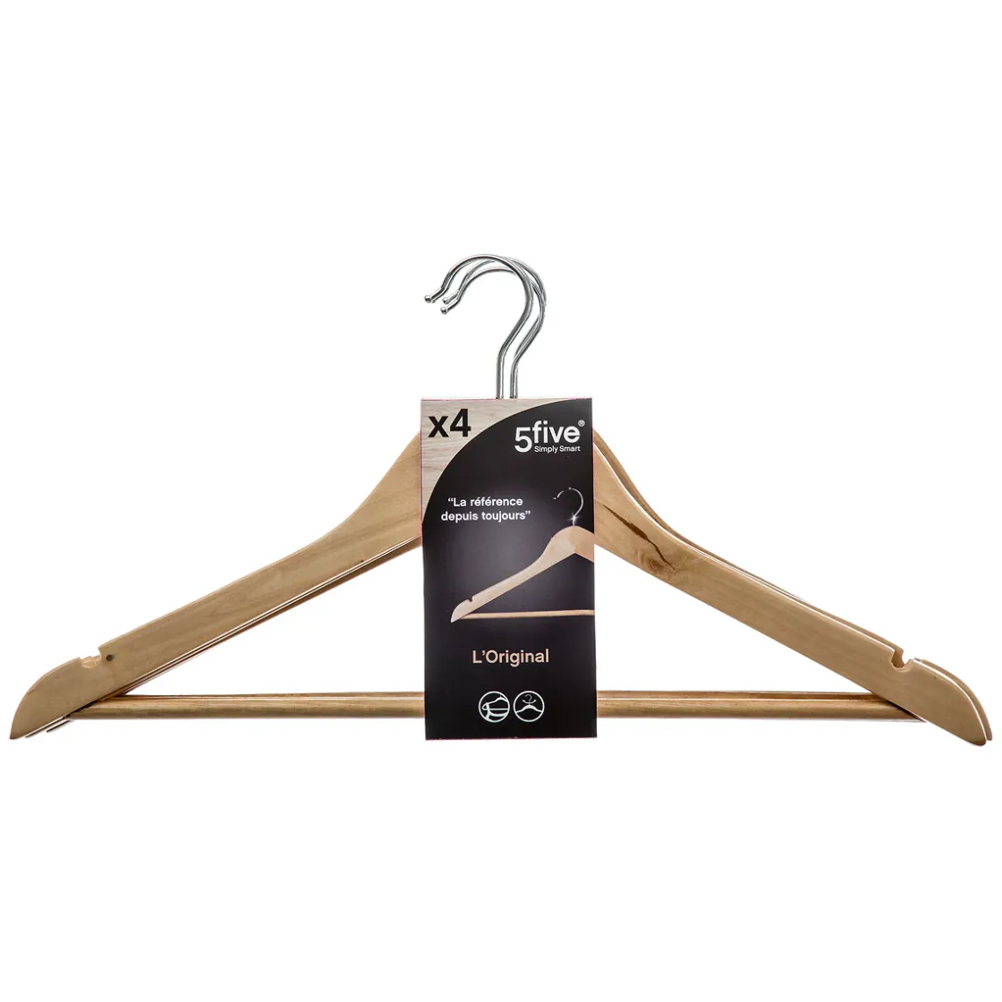 5five Lot de 4 cintres en bois